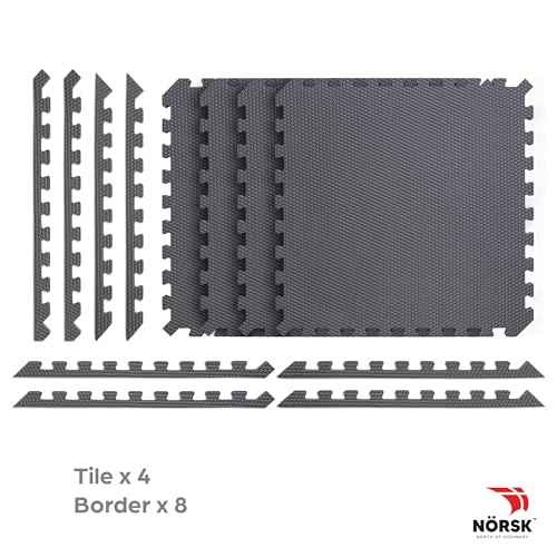 Reversible 3 4" EVA Foam Gym Floor Tiles (Gray/Black / 28 Tiles - 112 Sq. Ft.)