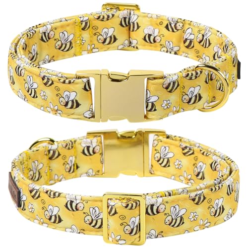 Spring Dog Collar with Bow tie (Cute Bee / Medium (Pack of 1))