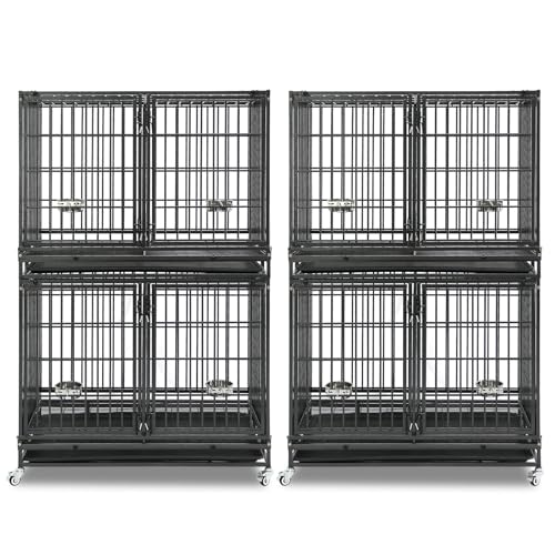 Taller 43" Two Tiers Dog Crate Cage Kennel with Divider (43"L - 2 Tiers - 2 Pack)