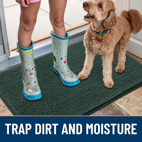 Dog Door Mat for Muddy Paws 47x24 (Green / 47"X24")