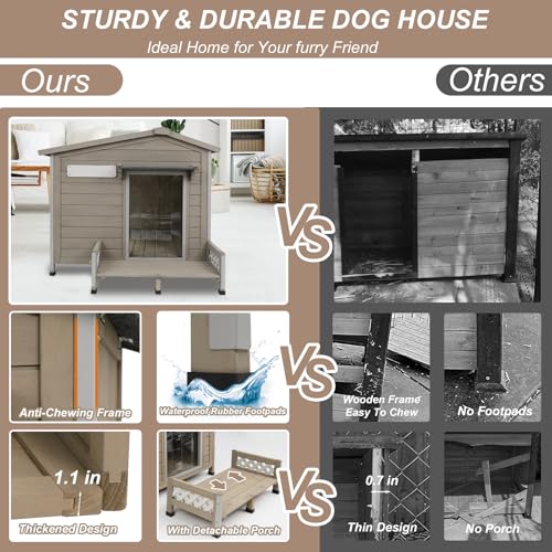 40.6" L Large Outdoor Dog House with Porch for Medium to Large Dogs