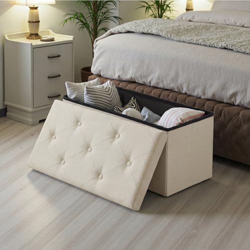 30 Inch Folding Storage Ottoman Bench