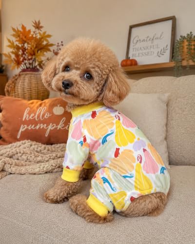 4 Pack Fall Leaf Dog Pajamas for Extra Small Doggies (X-Small)