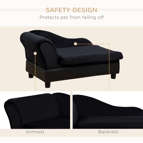 Luxury Fancy Dog Couch with Hidden Storage for Puppies (Black)