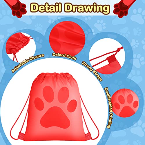14 Pcs Paw Print Drawstring Bags Bulk