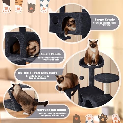 54in Cat Tree Tower (Black / 54in)