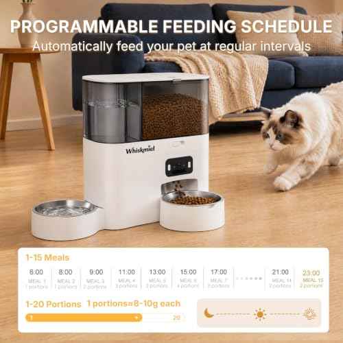 5L Automatic Cat Feeder with Camera & 3L Water Dispenser (White - Video)