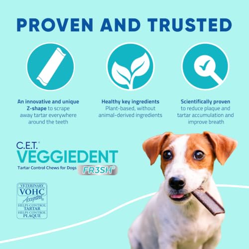 C.E.T. Veggiedent Fr3sh Plaque and Tartar Control Chews for Dogs (Extra Small Under 11lbs)
