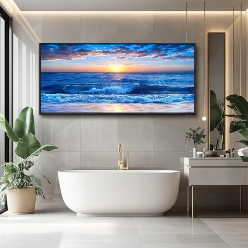 Beach Wall Art (72"L x 32"W / Blue Ocean A Black Framed)
