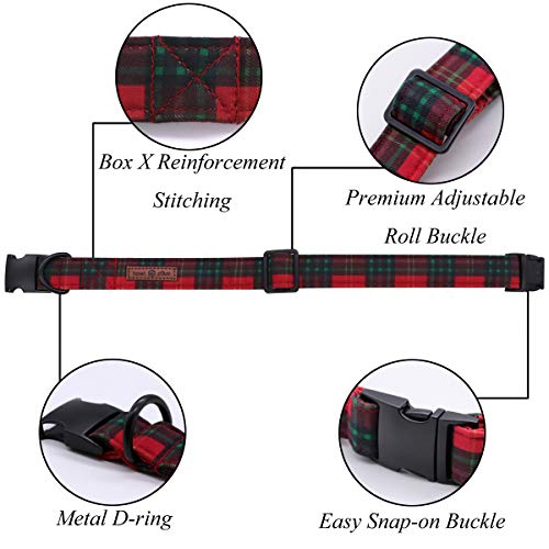 Christmas Dog Collar with Sailor Bow (X-Small (Pack of 1) / Red&Green Grid(Sailor Bow))