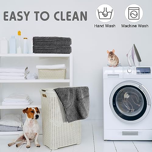 4 Pcs Guinea Pig Cage Liner (Dark Gray / 12 x 12 Inch / Low Pile Chenille)