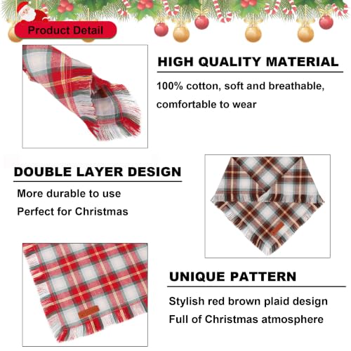 Plaid Christmas Dog Bandanas (X-Large / Red Brown Plaid)