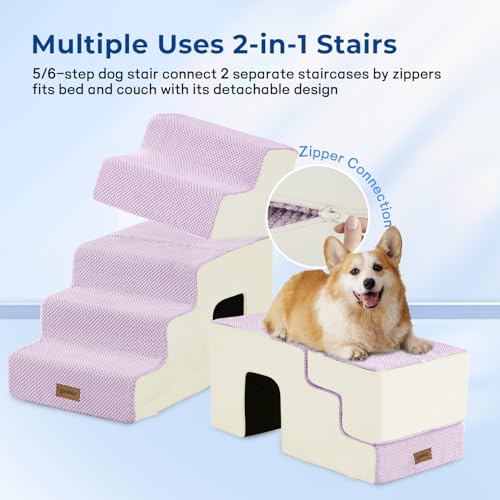 Dog Stairs for High Beds with Tunnel