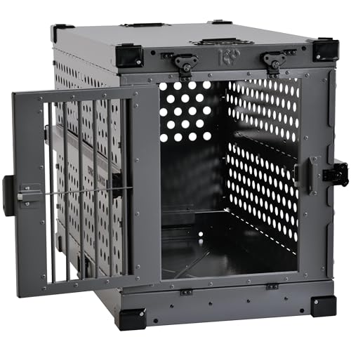 Aluminum Collapsible Dog Crate (Gray / 40.6"L x 25.2"W x 28.9"H)