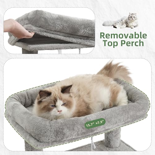 Cat Tree 43.3'' Cat Tower with Hammock for Kittens GCT004SW (43.3 inches / Light gray)