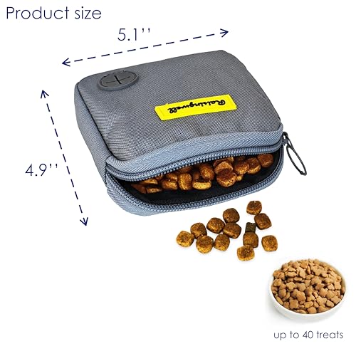 Dog Treat Pouch for Pet Walking and Training with Clicker Poop Bags Small Fanny Zipper Pack Holder for Puppy Snack Dispenser Kit for Leash and Outdoor Use （Gray） (One Bag / a6.Gray2)