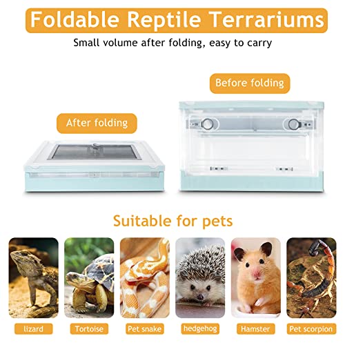 Portable Foldable Terrarium Kit with Wheels for Reptiles Large (Blue)