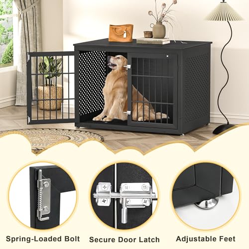 42" Heavy Duty Dog Crate Furniture for Large and Medium Dogs (42.1"L x 30.0"W x 30.2"H / Black)