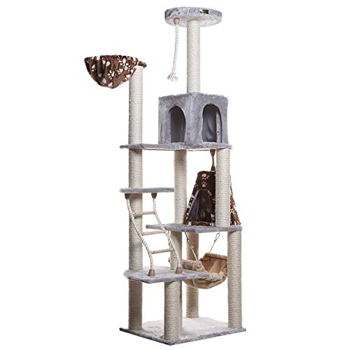 Cat Tree Model A7802 (42"(L)X26"(W)X78"(H) / Silver Gray)