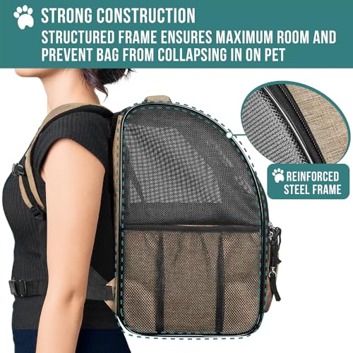 Dog Backpack Carrier Airline Approved Cat Pet Puppy Bag (Heather Taupe)