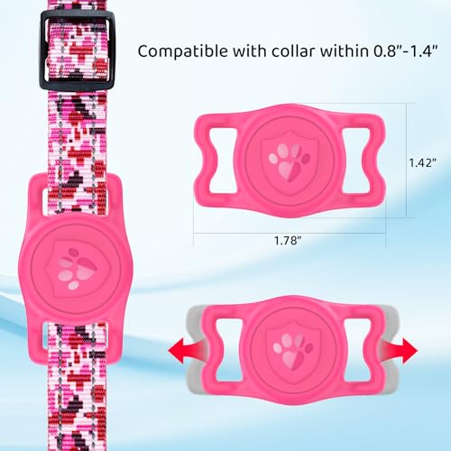 IP68 Waterproof AirTag Holder for Dog Collar (Rose Red)