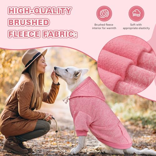 Dog Sweaters for Large Dogs Dog Hoodie Fleece Sweater Soft Pet Clothes Sweatshirt with Pocket Pet Hoodie for Large Dogs (X-Large / Pink)