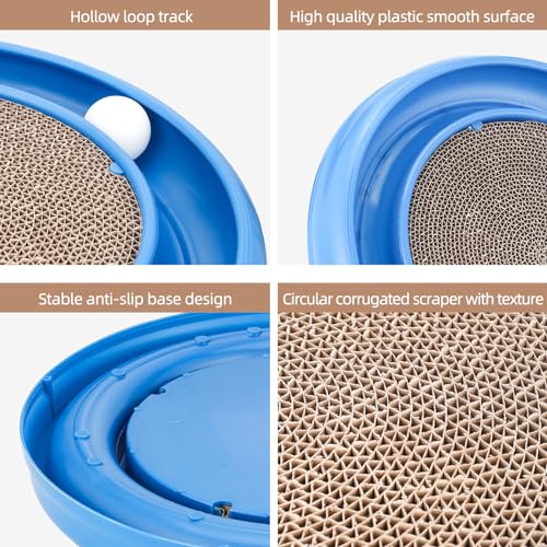 Cat Scratching Board with Track Balls for Indoor Cats (Blue)
