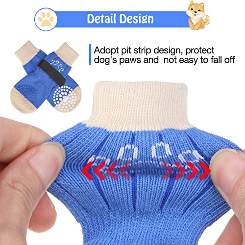 Anti Slip Dog Socks to Prevent Licking Paws for Hot (Blue Pearl Paw(Pack of 6) / Small)