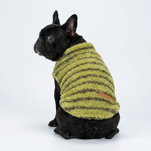 2 Pack Striped Fleece Dog Sweater (X-Small / Sky Blue-Olive Green)