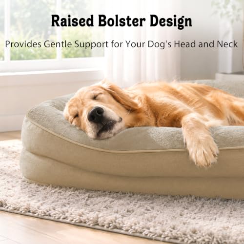 Waterproof Orthopedic Dog Bed for Large and Extra Large Dogs (Light brown / 42"L x 30"W x 7.5"Th)