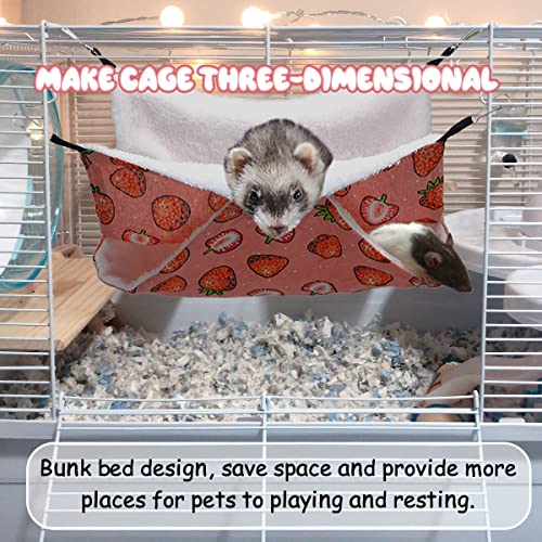 Guinea Pig Rat Ferret Hammock and Warm Bed Small Pet Hideout Tunnel Cave Hanging Bunkbed Hammock Cage Toy for Hamster Sugar Glider Squirrel (4.Hammock X 2PCS)