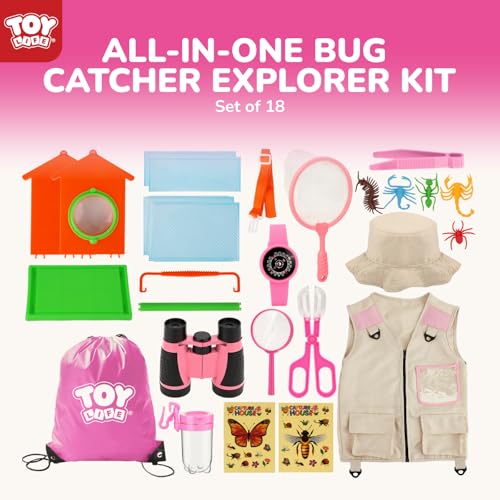 Kids Explorer Kit with Bug Catcher for Kids (18 Pcs-pink)