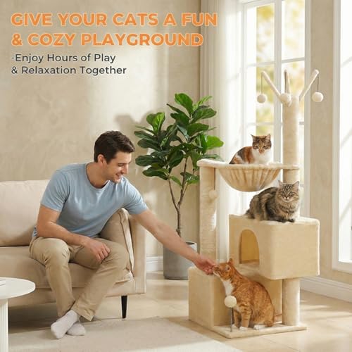 Cat Tree 45" for Indoor Cats (Beige / 45 inches)