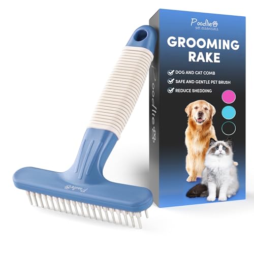 Poodle Pet Dog Grooming Rake (Blue / Shedding Comb)