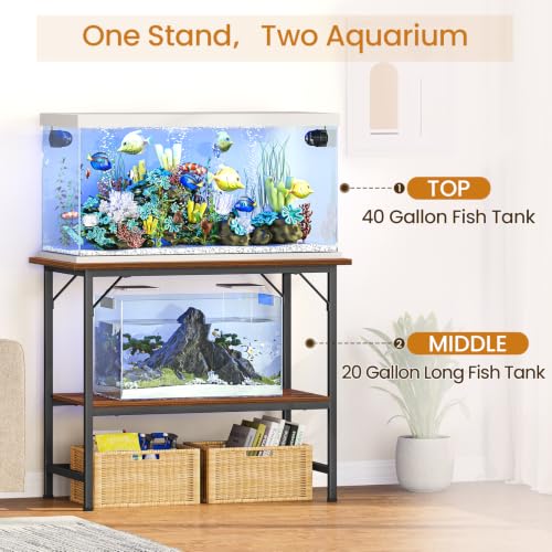 40 Gallon Fish Tank Stand (Rustic Brown / 40 Gal-2 Tier)