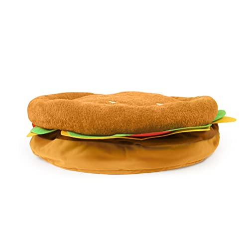 Soft Plush Small Cute and Cozy Food Dog Cat Bed (Burger)