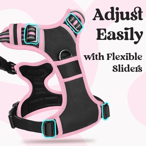 Dog Harness for Large (Black & Pink / Large)