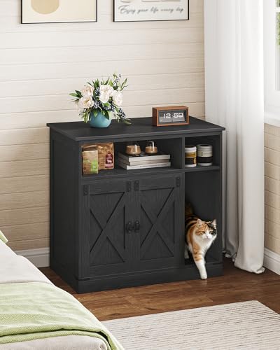 Cat Litter Box Enclosure (Black / 31.5"L × 18.9"W × 29.5"H)