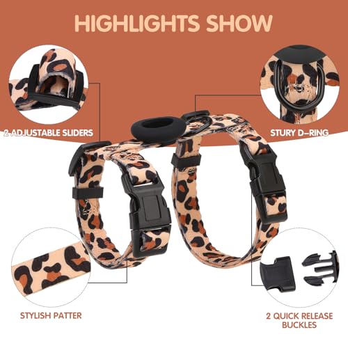 Cat Harness with Airtag Holder (Classic Leopard (Buckles on Neck & Chest))