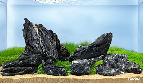 Dark Seiryu Stone 34lb Aquarium Rocks Stones for Fish Tank Decor (09 Dark Seiryu Stones(3-11inch,36lbs))