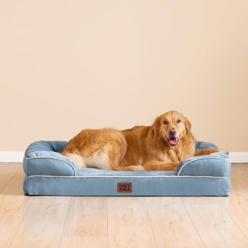 Orthopedic Dog Beds Large Sized Dog (Washed Blue / 35.0"l X 22.0"w X 6.5"th)