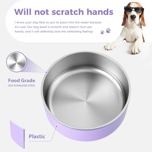 Dog Bowl Stainless Steel Food and Water Bowl (40 oz / Light Purple)