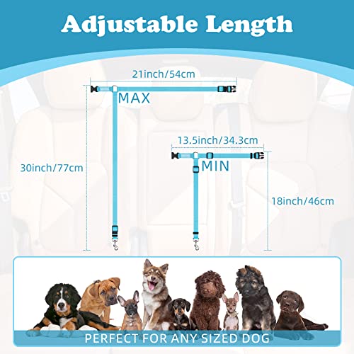 2 Pack Dog Seat Belt for Car (Blue)