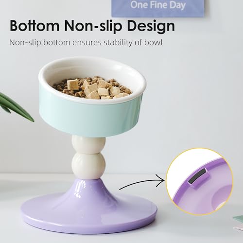 Ceramic Elevated Raised Cat Bowls (Lavender & Mint)