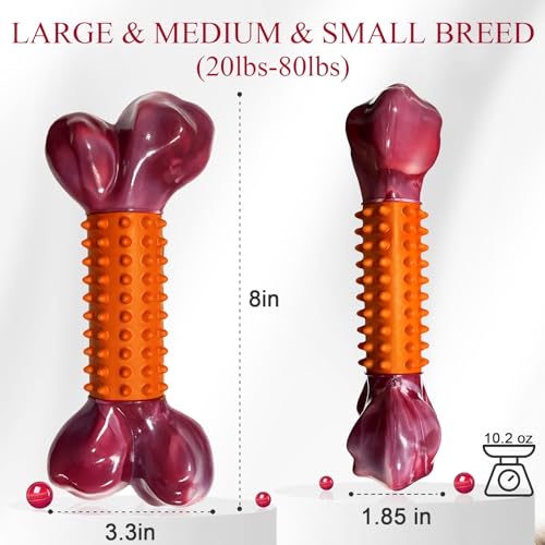 2 Pack Tough Dog Toys for Aggressive Chewers (2 PC-Peanut Butter-Orange)