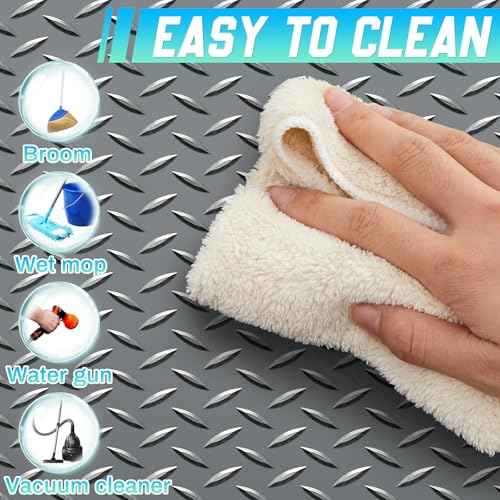 16 in X 10 ft Rubber Diamond Plate Garage Floor Mat (Diamond Plate / 16 in x 10 ft / Grey)
