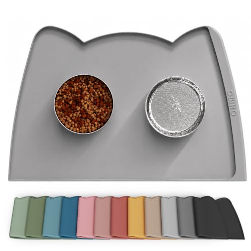 Large Dog Food Mat (24"L x 15"W / Ash Light Grey)