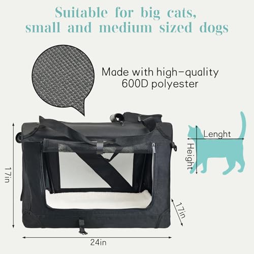 Large Cat Carrier for 2 Cats (Black)