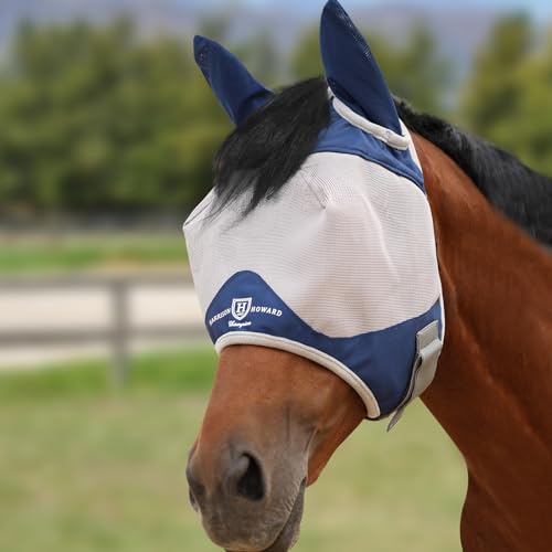 Half Face Horse Fly Mask UV Protection and Breathable for Equine Use Comfortable Navy M (navy / Medium (Arabian))