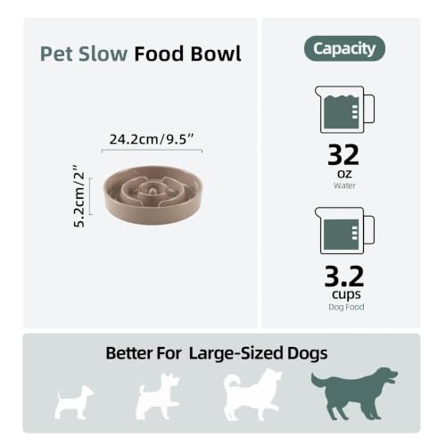 Ceramic Slow Feeder Dog Bowls (Brown Coffee)